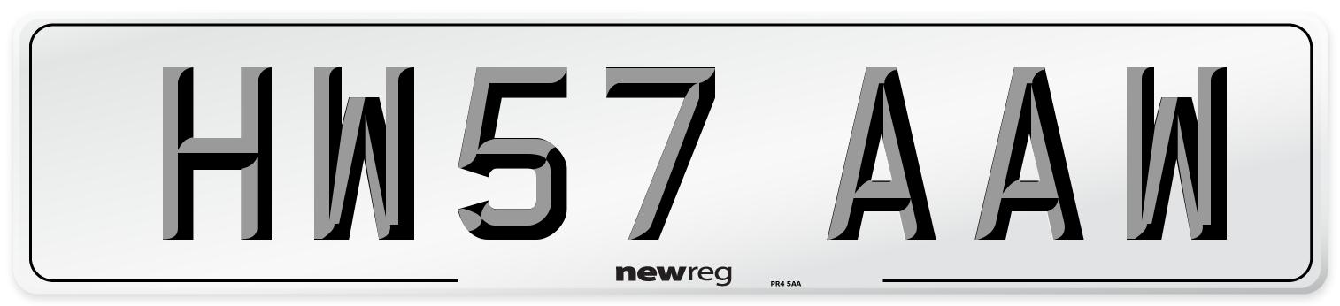 HW57 AAW Number Plate from New Reg